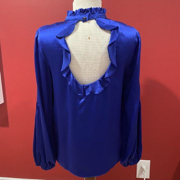 Alice & Trixie Ruffle Sleeve and Collar Blouse in Cobalt Blue Size M (NWT) - Picture 3 of 7
